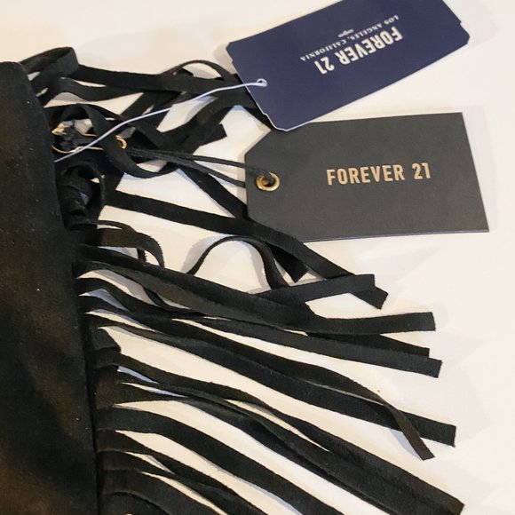 Black Forever 21 Suede Fringe Shorts - Picture 3 of 5